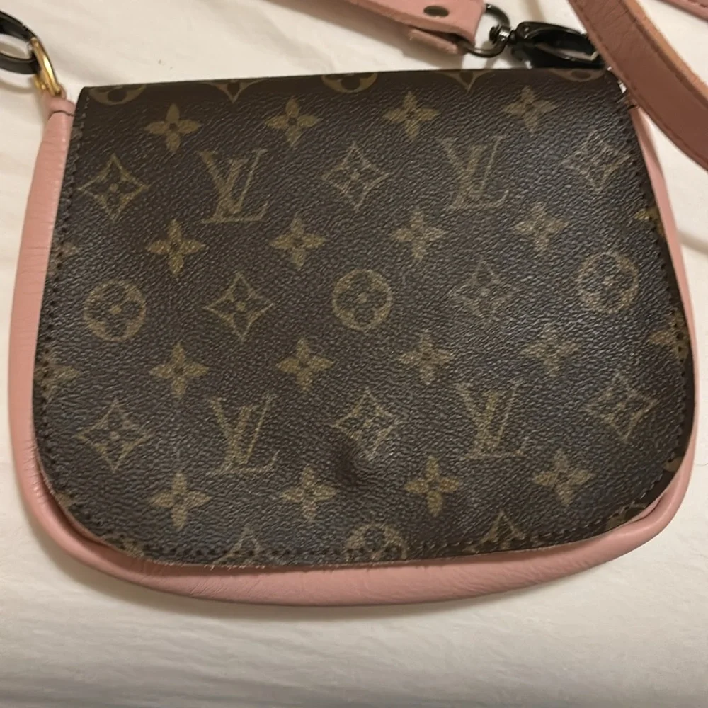 LV monogram and pink leather crossbody bag - Picture 6 of 12